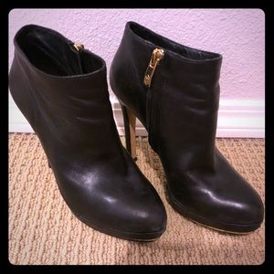 Leather platform booties